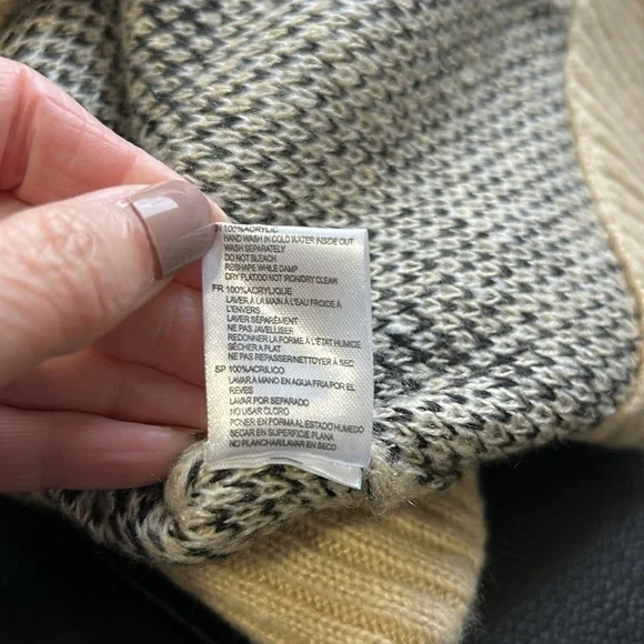 Anthropologie Moth Sweater Tan Black Window Pane Plaid Crewneck Sz S - Picture 11 of 13